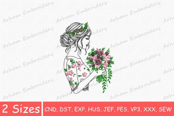 Beautiful Woman with Flower Bouquet: A Review for Embroidery Gift Makers