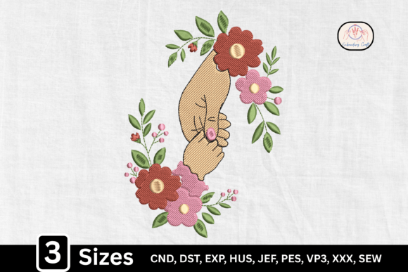 Boho Botanical Floral Hand for Premium Sweatshirt Embroidery