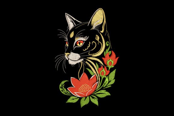 Cat With Red Flowers: A Seasonal Embroidery Design Review