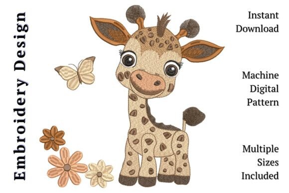Cute Baby Giraffe with Butterfly Embroidery Design Review