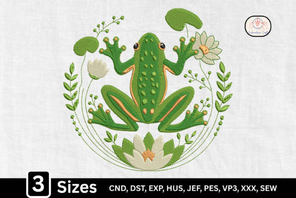 Cute Pond Animal Floral Frog Embroidery Design Review
