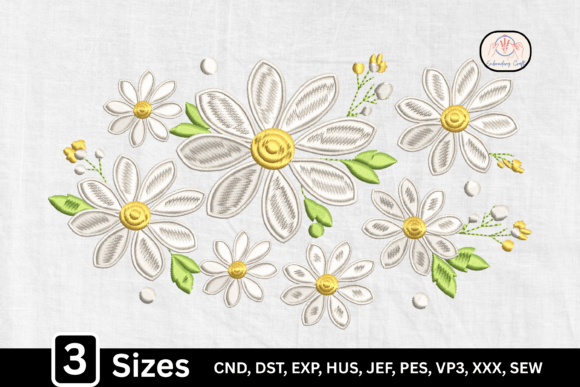 Cute Spring Daisy Flower: A Fresh Embroidery Design for Personalized Gifts