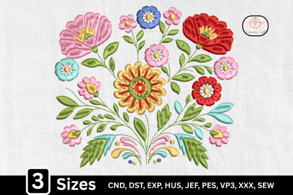 Decorative Folk Floral Bouquet Embroidery Design Review