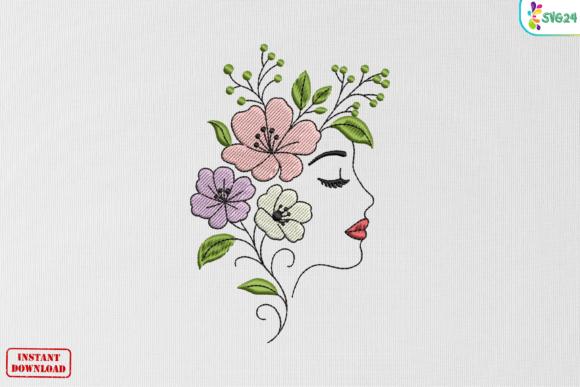 Floral Woman Face Blossom Pattern Review for Seasonal Embroidery