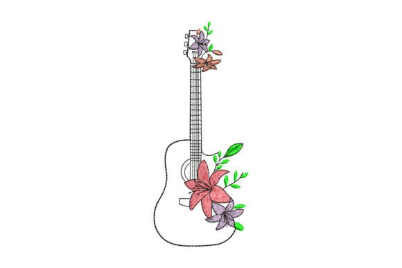 Flowers Guitar Embroidery Design Review for Personalized Gifts