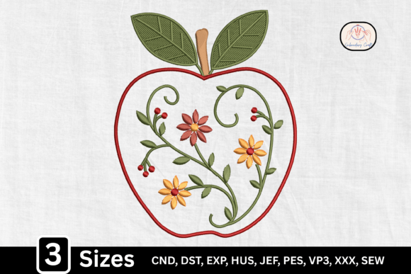 Folk Art Fruit Floral Apple Embroidery Design Review