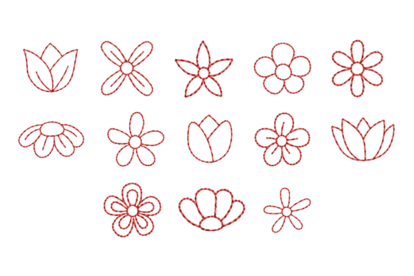 Mini 1 Inch Flower Redwork Bundle Review for Real Projects