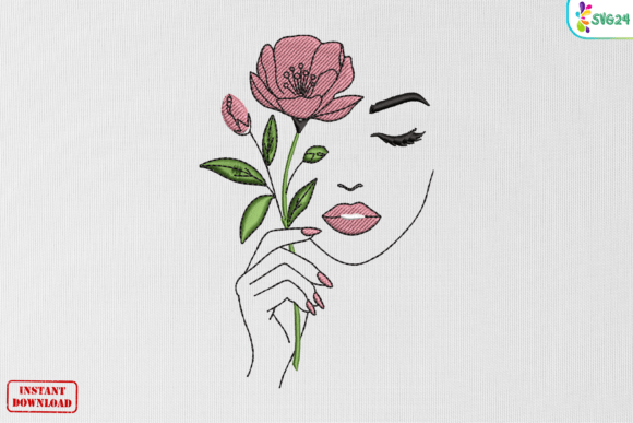 Minimal Floral Woman Line Art Review for Embroidery Projects