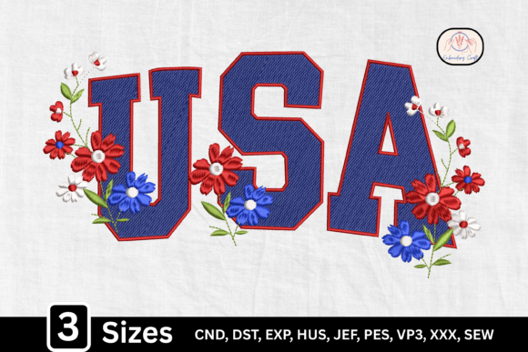 Patriotic Lettering Floral USA Embroidery Design Review