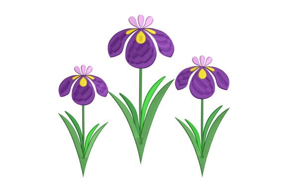 Purple Iris Flower Embroidery Design Review for Small Business Use
