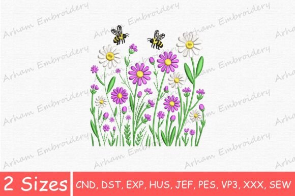 Spring Wildflower Honey Bee Embroidery Design Review