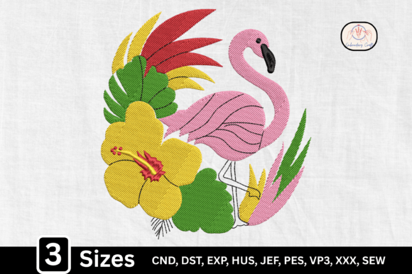 Tropical Summer Floral Flamingo: A Vibrant Embroidery Design for Craft Fairs