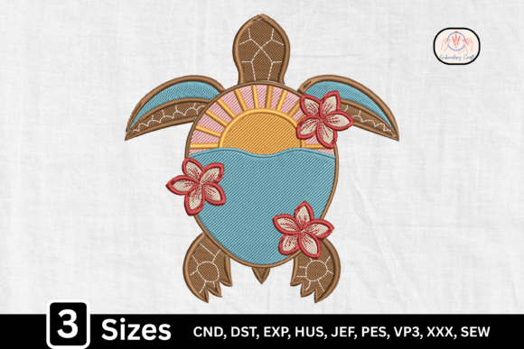 Tropical Summer Sea Turtle Embroidery Design Review
