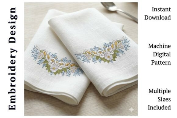 White Floral Bow Swag Embroidery Design Review